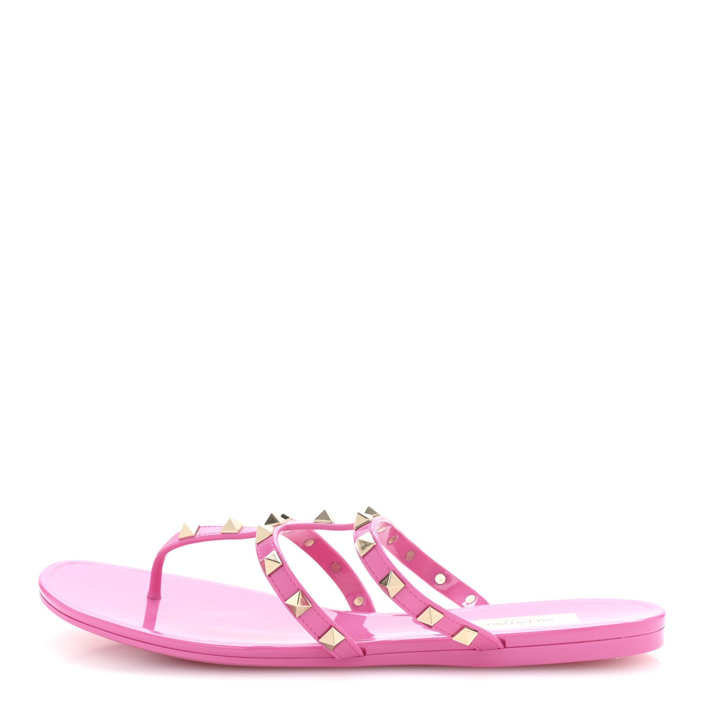 PVC Jelly Rockstud Caged Flat Thong Sandals 40 Dawn Pink