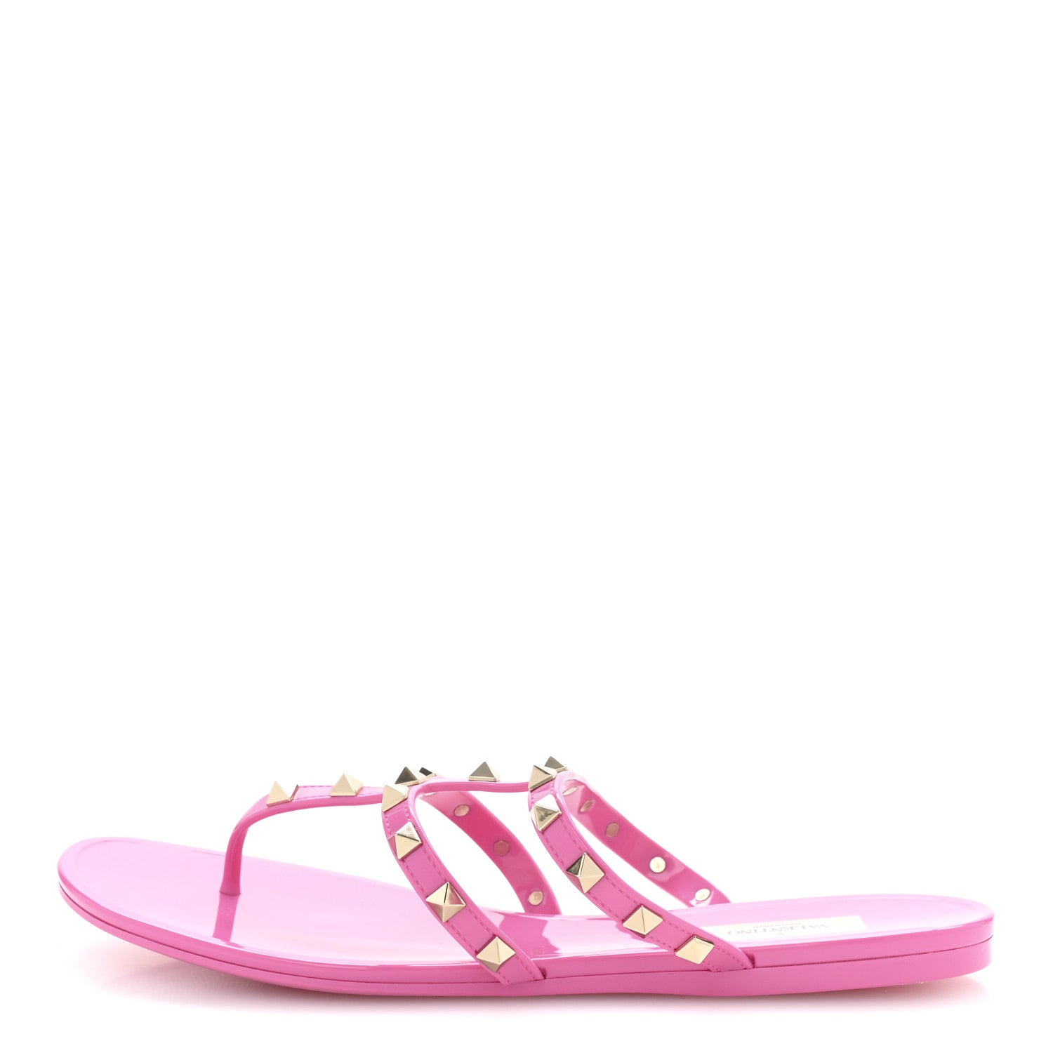 Valentino Garavani PVC Jelly Rockstud Caged Flat Thong Sandals 40 Dawn Pink 1 of 10