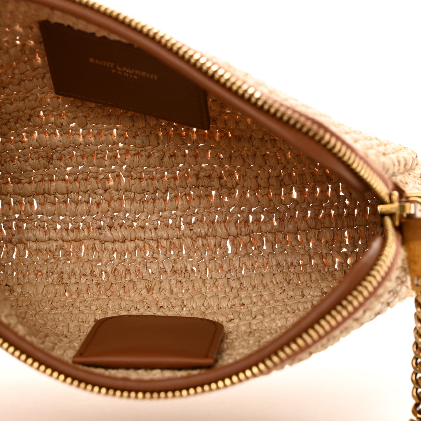 Raffia Calfskin Gaby Crossbody Bag Natural Brick