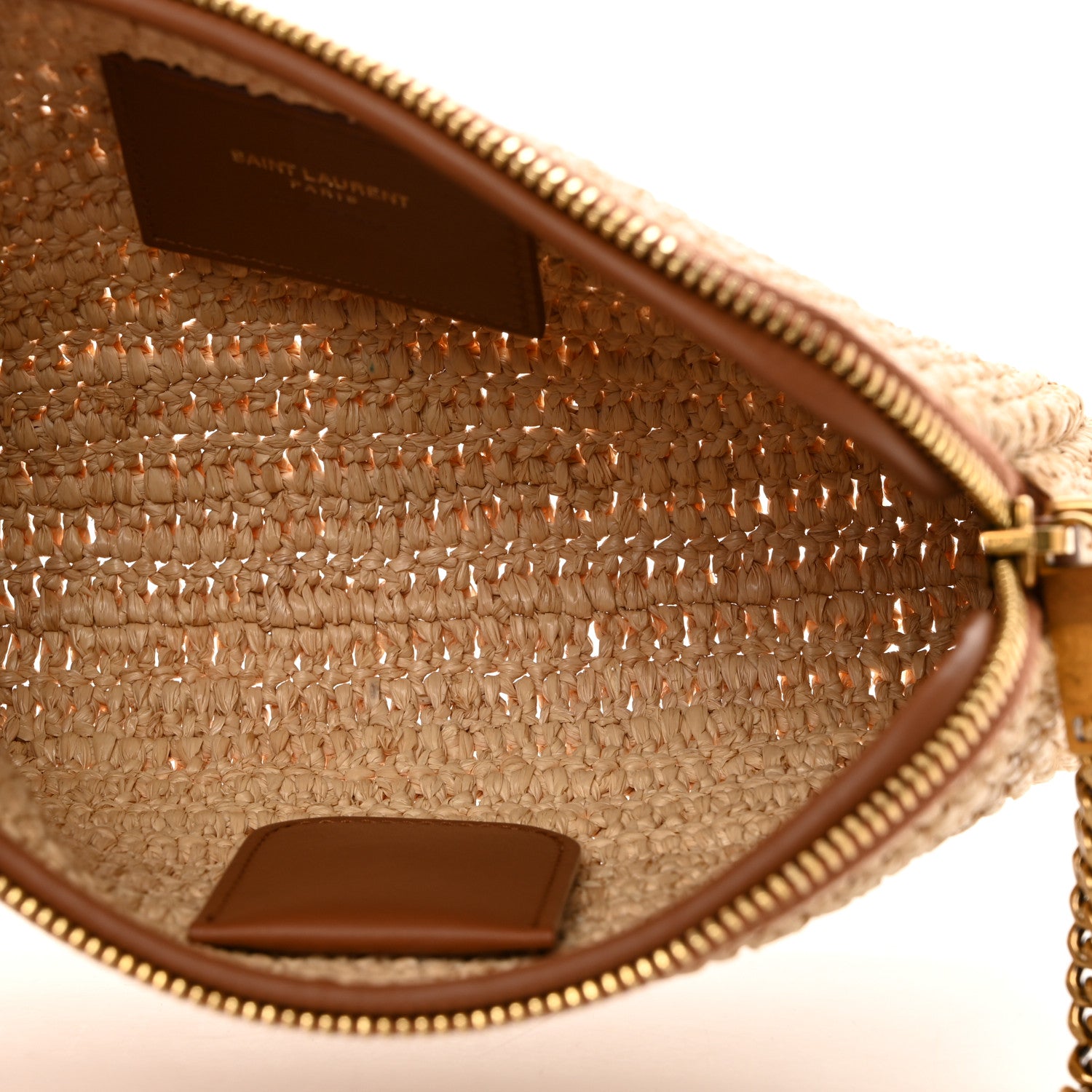 Saint Laurent Raffia Calfskin Gaby Crossbody Bag Natural Brick 5 of 10