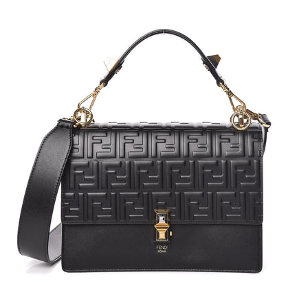 Fendi Vitello Liberty FF 1974 Embossed Kan I Shoulder Bag Black 1 of 10
