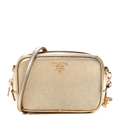 Prada Metallic Saffiano Mini Camera Crossbody Platino 1 of 11