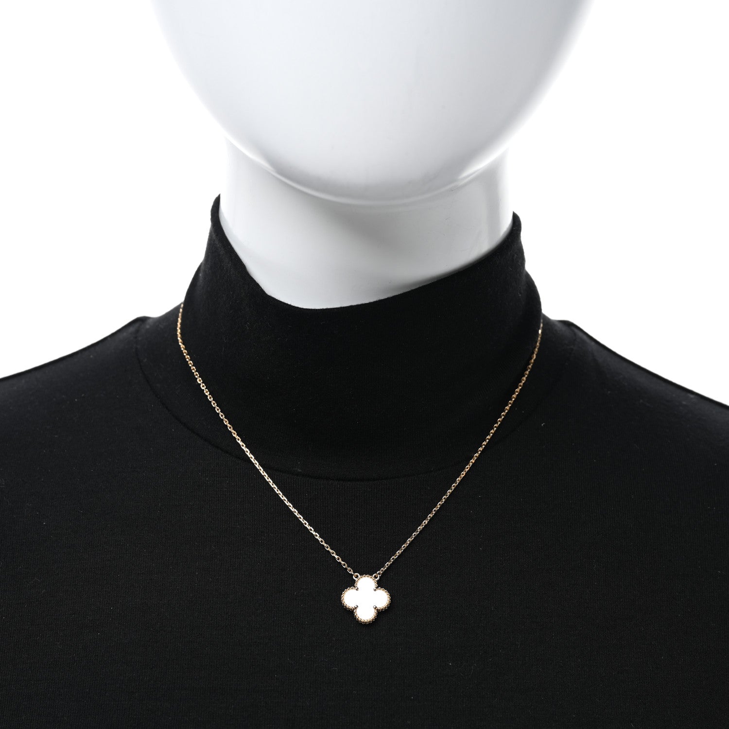 Van Cleef & Arpels 18K Yellow Gold Mother of Pearl Vintage Alhambra Pendant Necklace 2 of 4