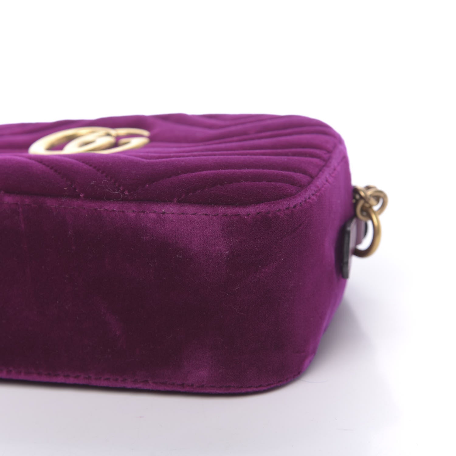 Gucci Velvet Matelasse Small GG Marmont Chain Shoulder Bag Fuchsia Violet Cyclamen 9 of 10