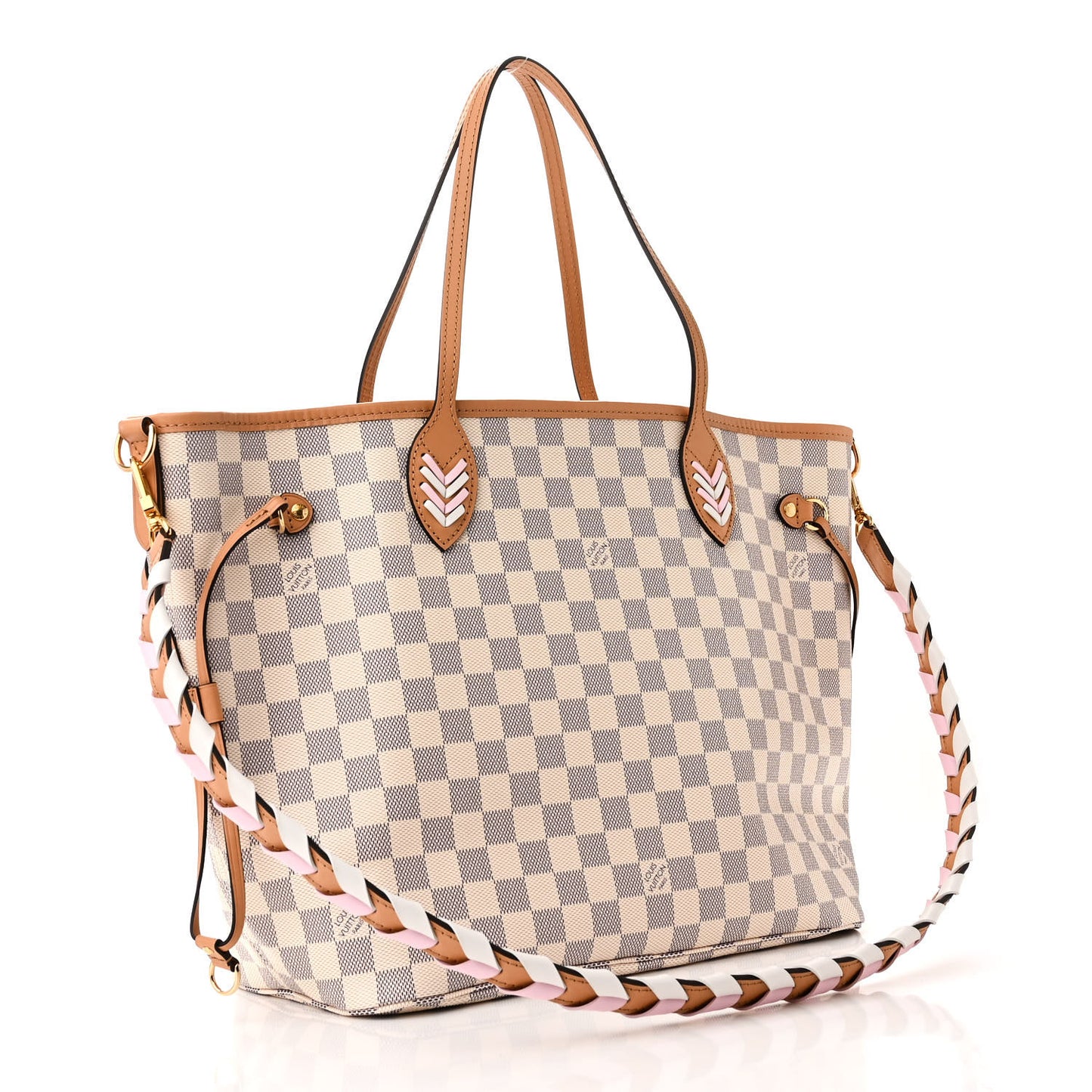 Damier Azur Braided Neverfull MM Orange