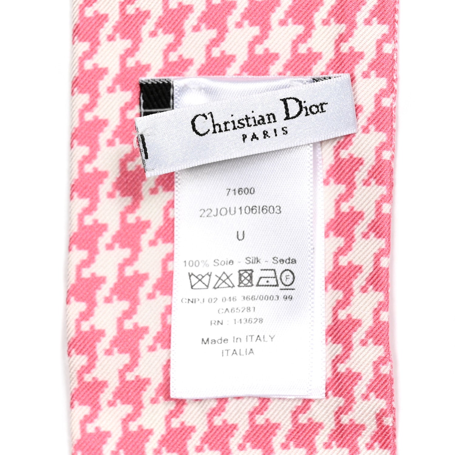 Christian Dior Silk Houndstooth Mitzah Scarf Pink 1323191