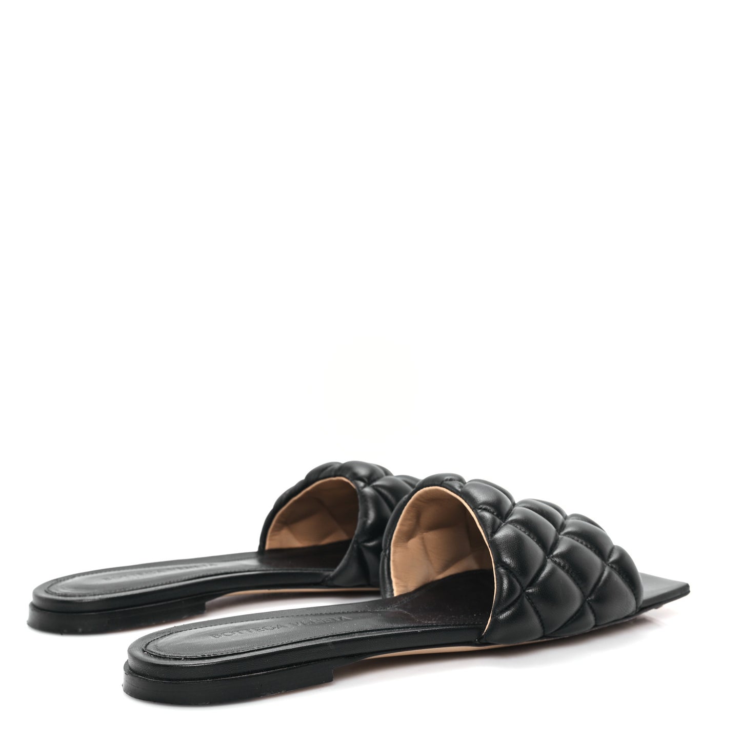 Nappa Matelasse Padded Flat Sandals 38 Black