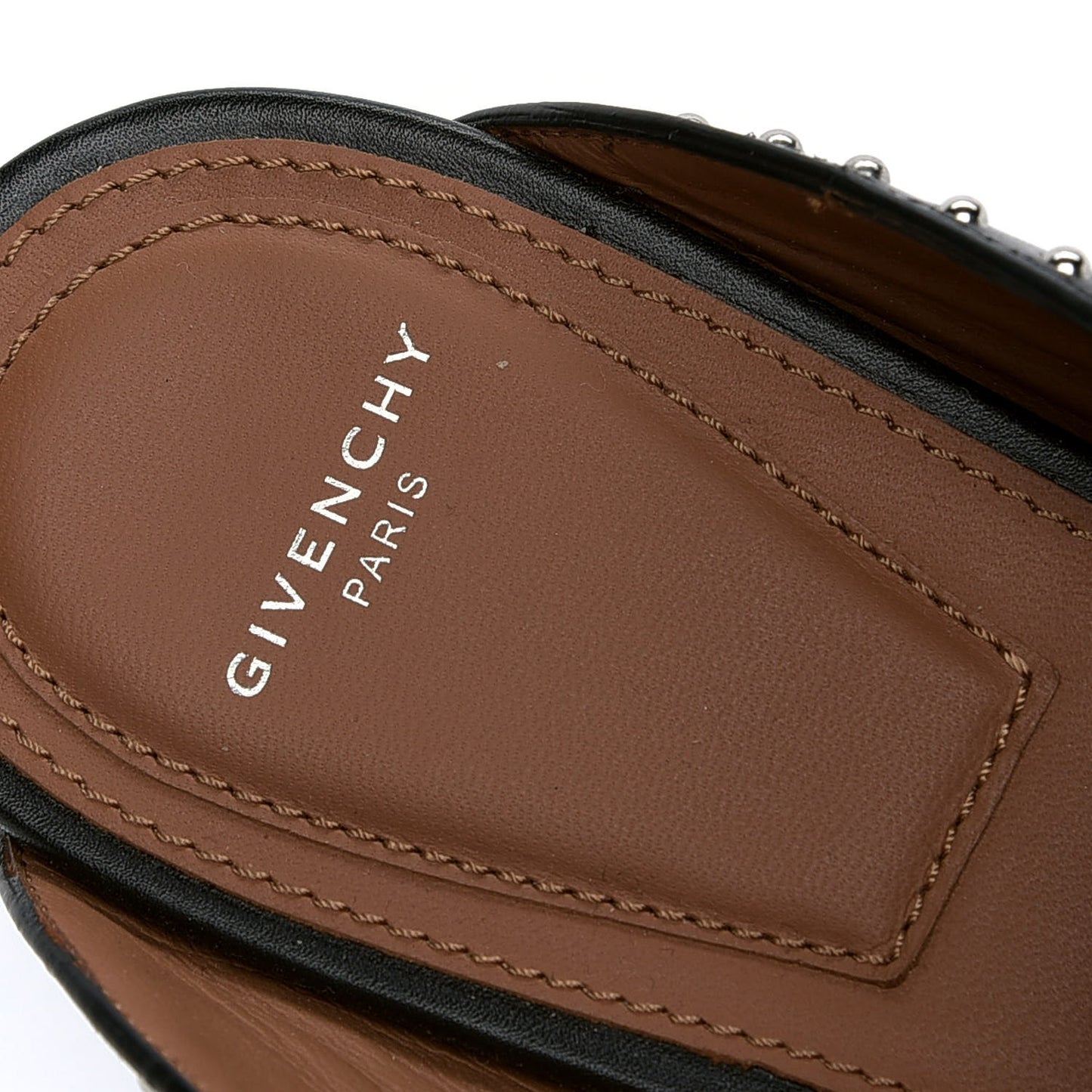 Calfskin Studded Elegant Loafer Mule 38 Black