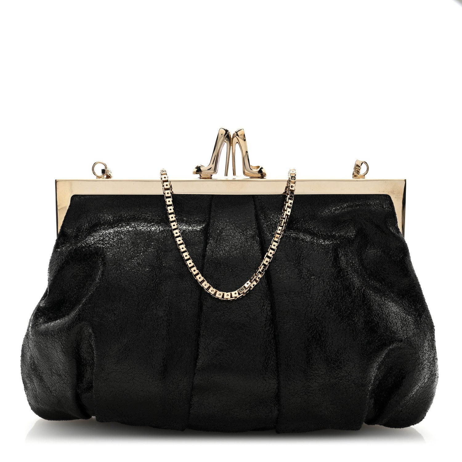 Christian Louboutin Crinkled Nappa Loubi Lula Mini Frame Clutch Black 1 of 8