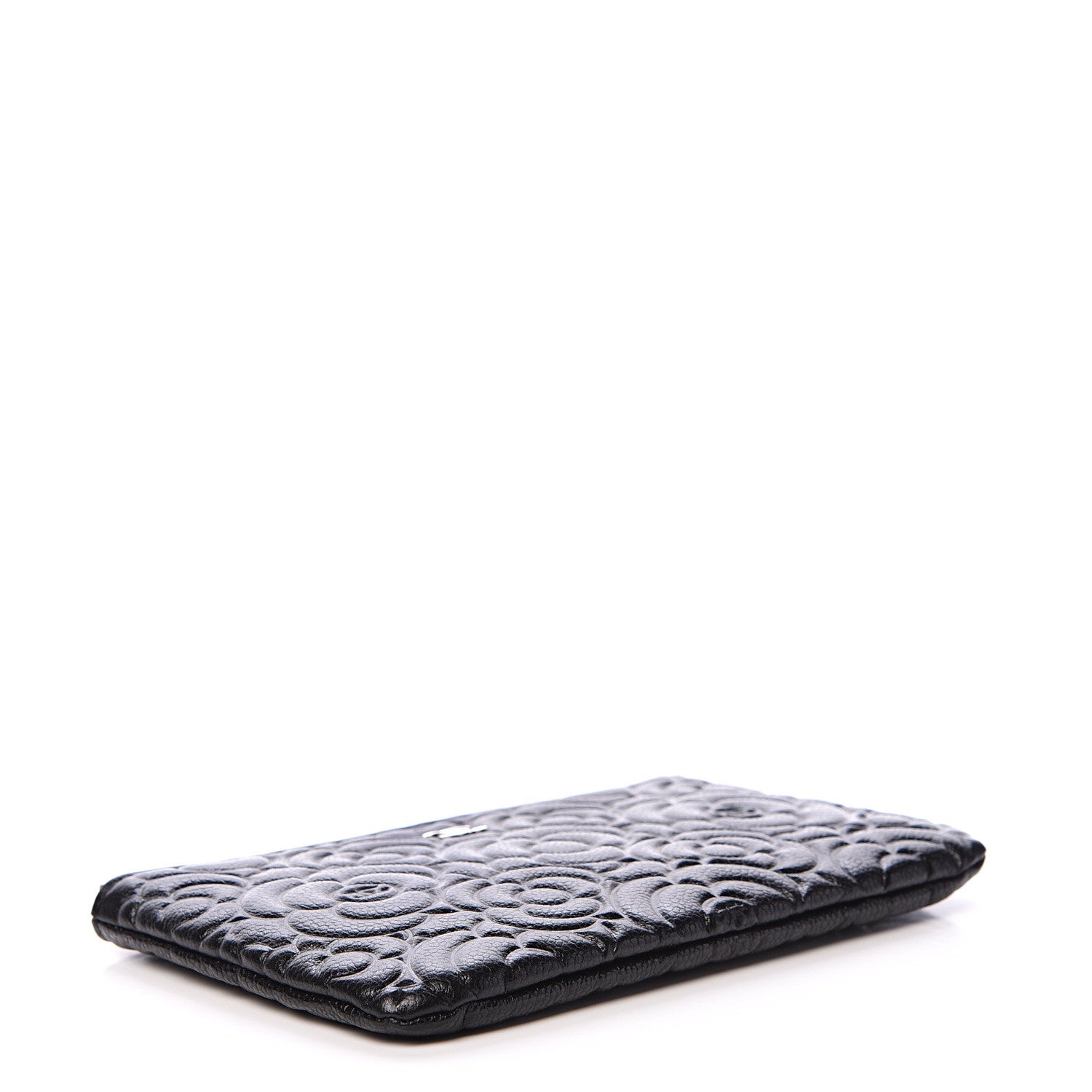 Chanel Caviar Camellia Embossed Cosmetic Pouch Black 3 of 6