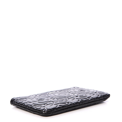 Chanel Caviar Camellia Embossed Cosmetic Pouch Black 3 of 6