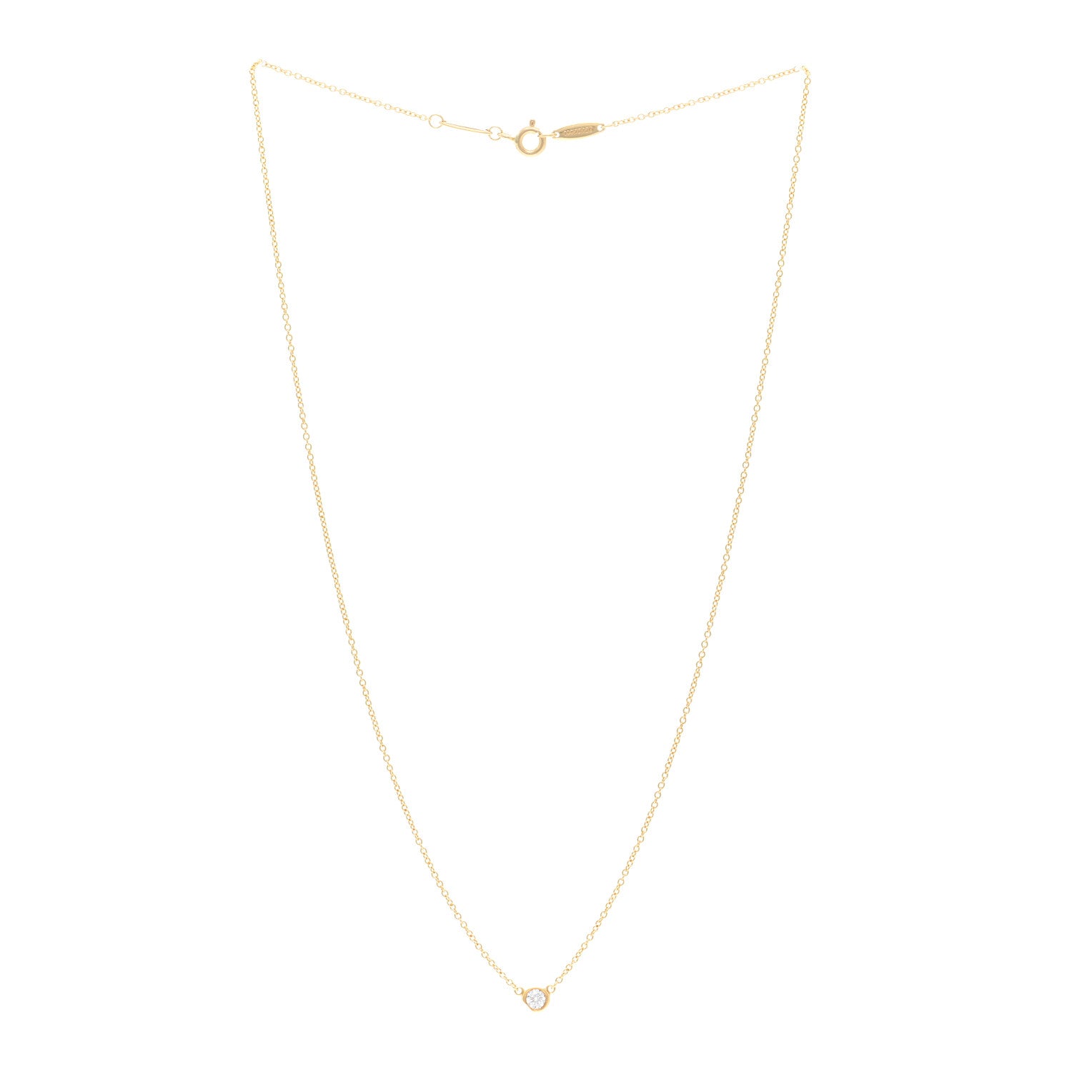 Tiffany 18K Yellow Gold Diamond .12ct Elsa Peretti Diamonds by the Yard Pendant Necklace 3 of 4