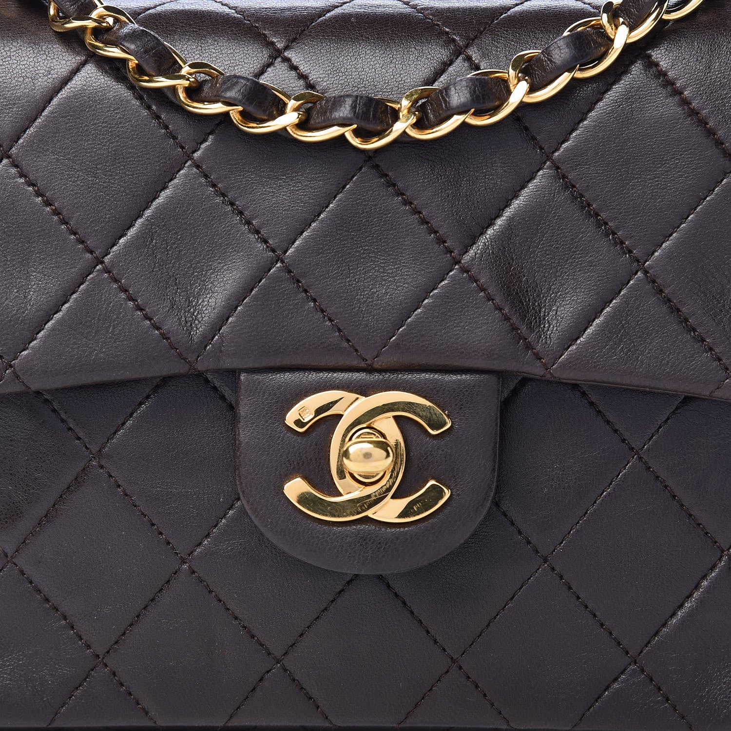 Chanel Lambskin Quilted Mini Square Flap Brown 9 of 16