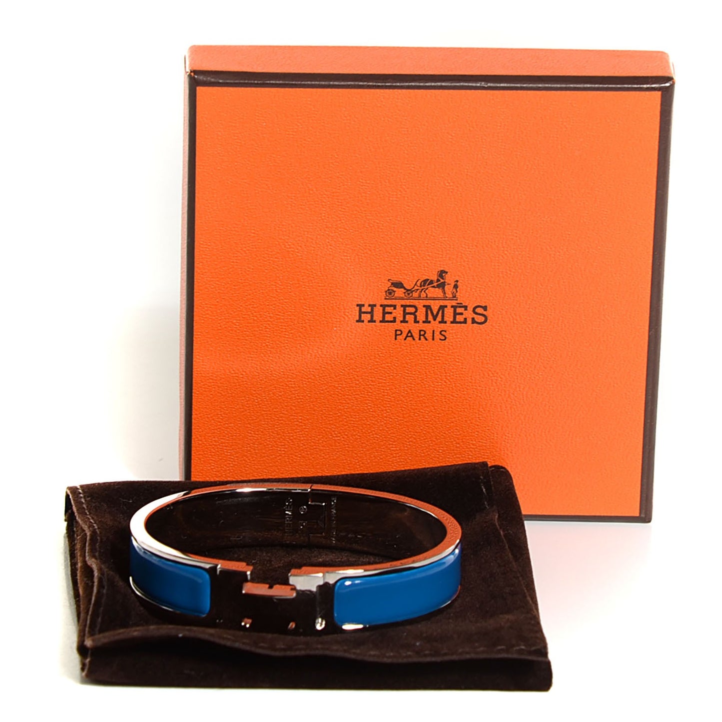 Enamel Narrow Clic H Bracelet PM Transat Bleu