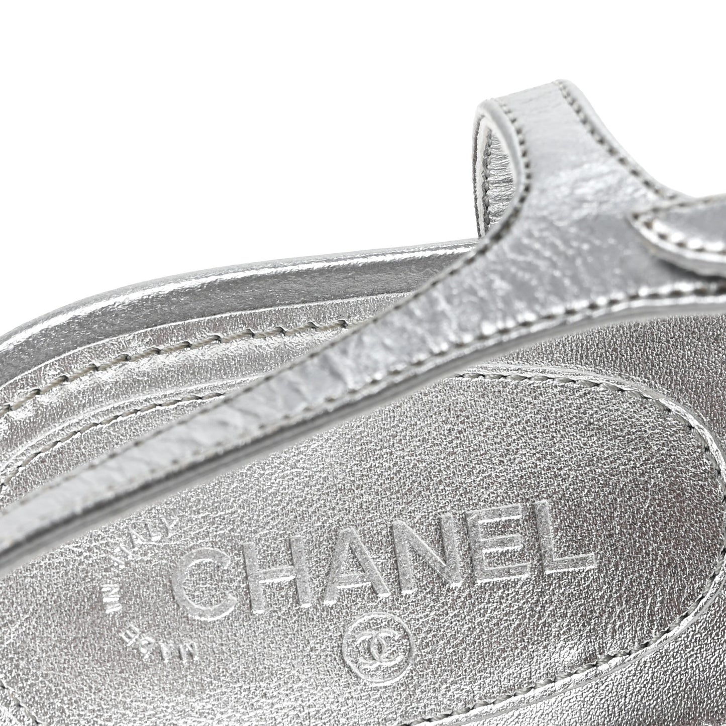 Metallized Lambskin CC Crystal Thong Sandals 38 Silver