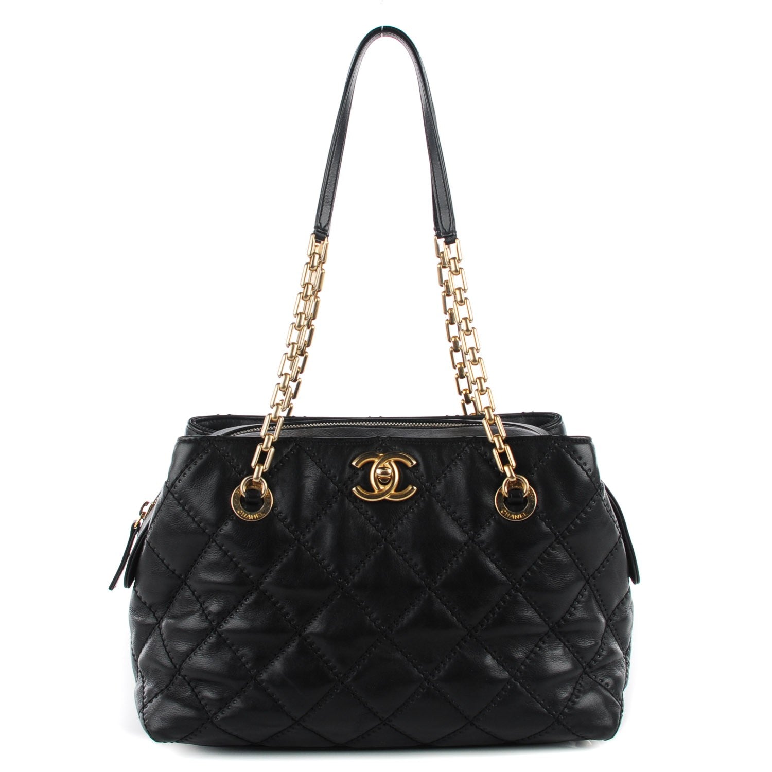 Chanel Calfskin Quilted Retro Chain Tote Black 1 of 8