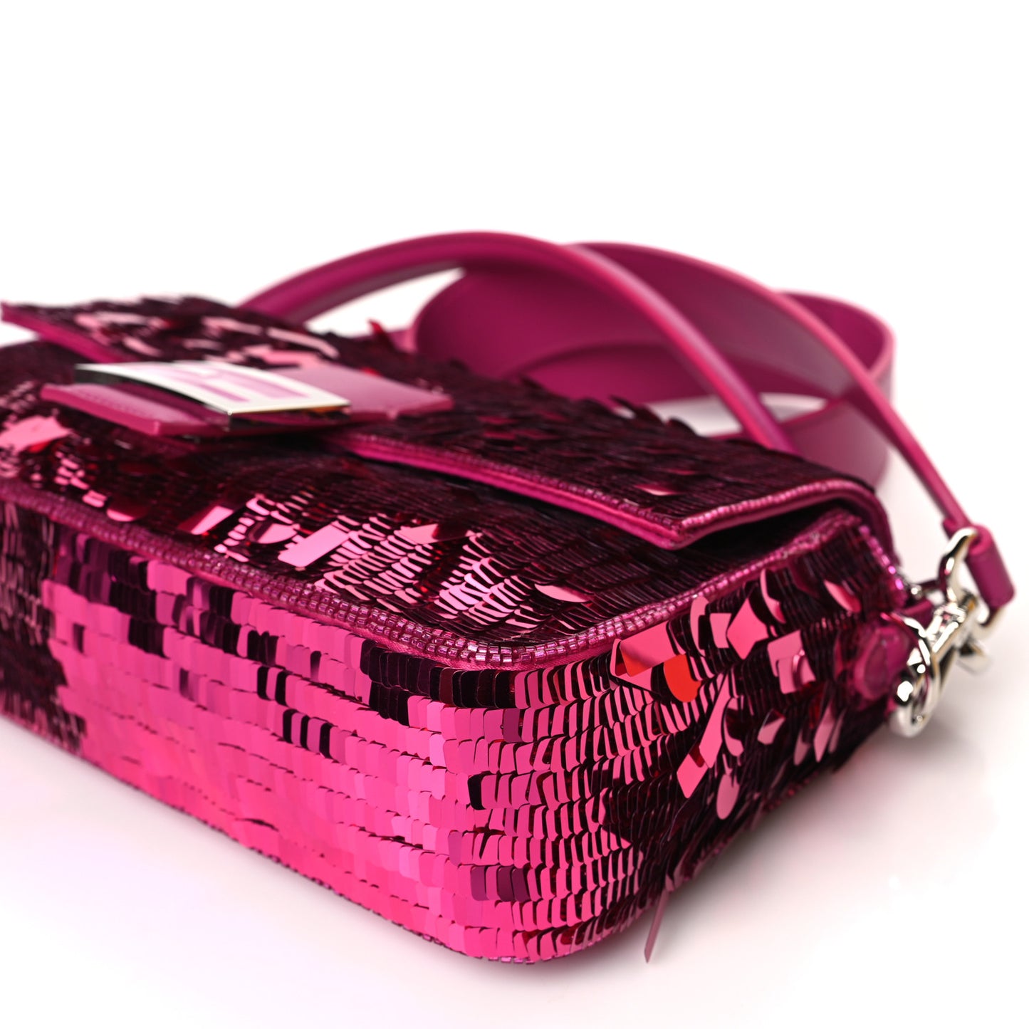 Sequin Paillettes Shiny Nappa Sex and the City Baguette Ciclamino Pilar