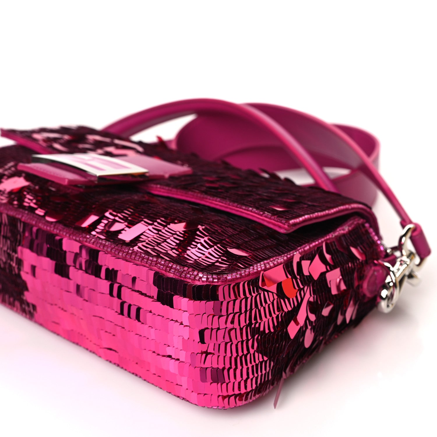 Fendi Sequin Paillettes Shiny Nappa Sex and the City Baguette Ciclamino Pilar 9 of 10