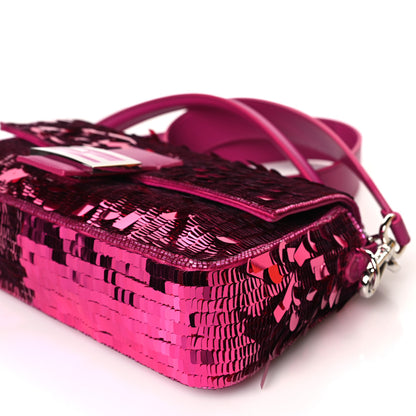 Fendi Sequin Paillettes Shiny Nappa Sex and the City Baguette Ciclamino Pilar 9 of 10