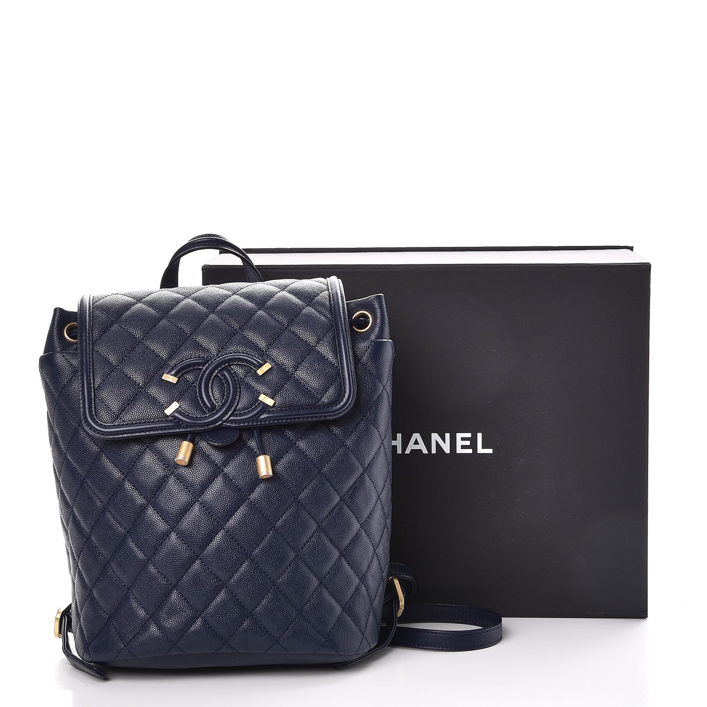 Caviar Quilted Filigree Backpack Navy