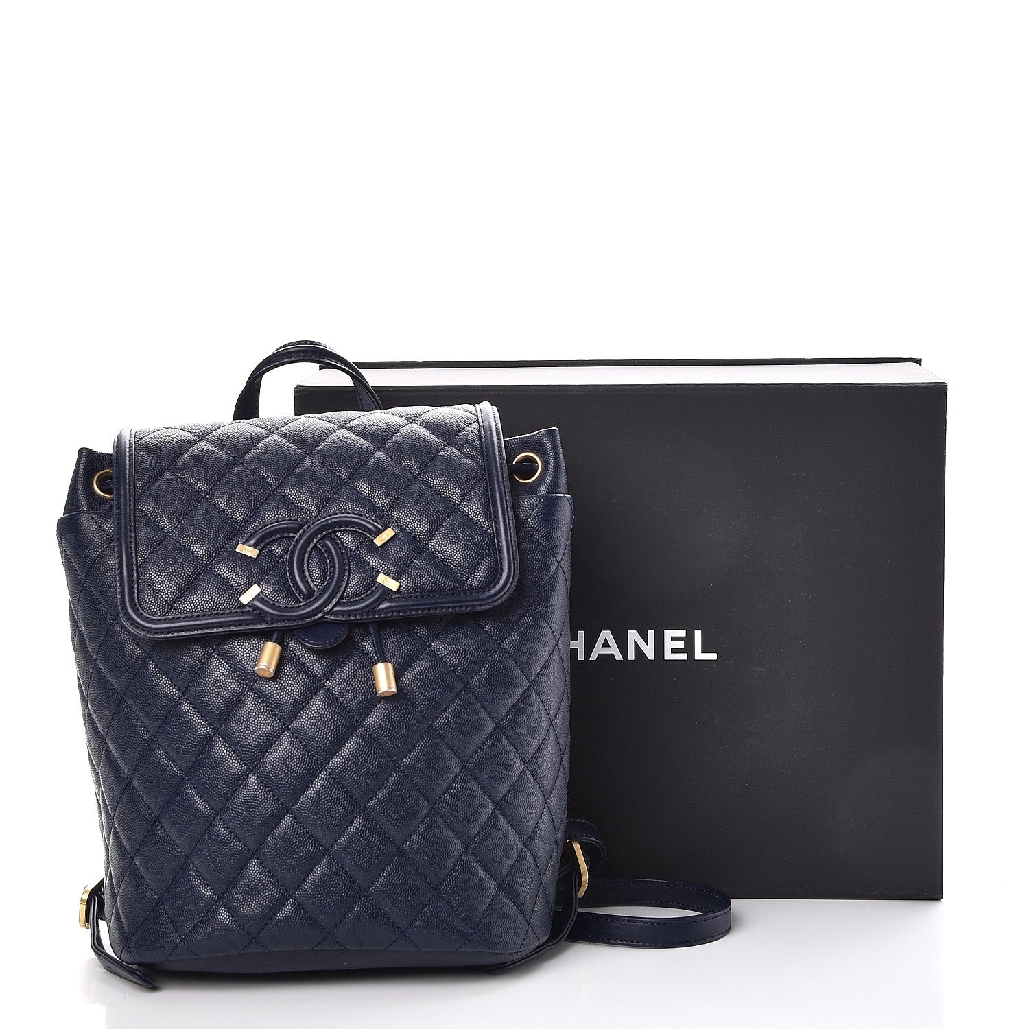 Chanel Caviar Quilted Filigree Backpack Navy 9 of 9