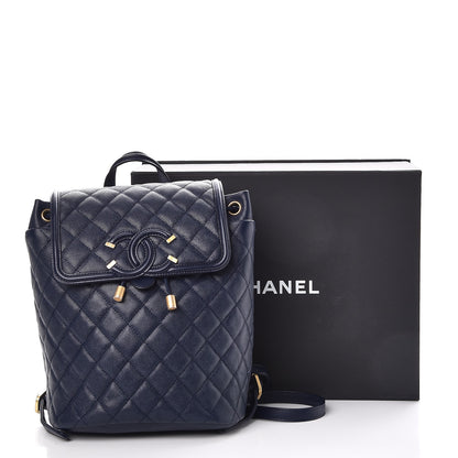 Chanel Caviar Quilted Filigree Backpack Navy 9 of 9