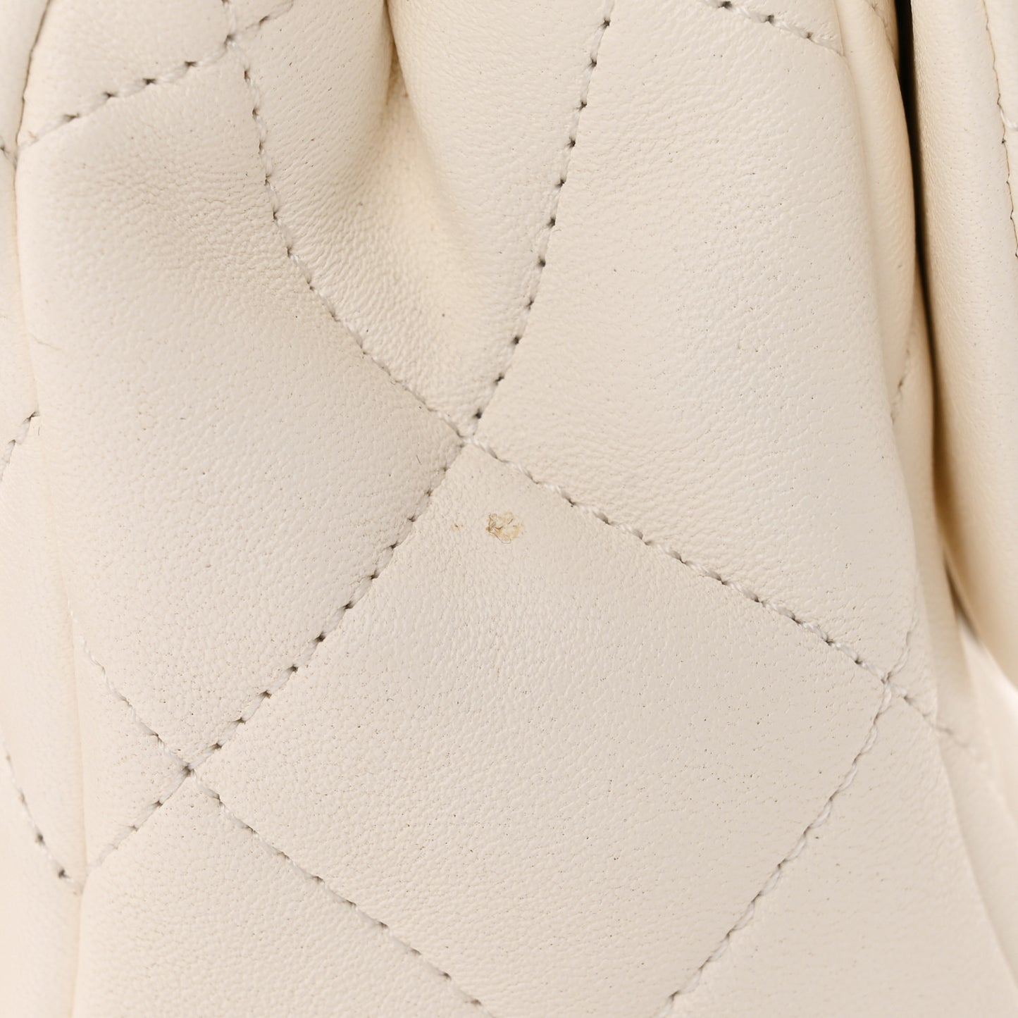 Lambskin Quilted Logo Mini Flap With Handle White