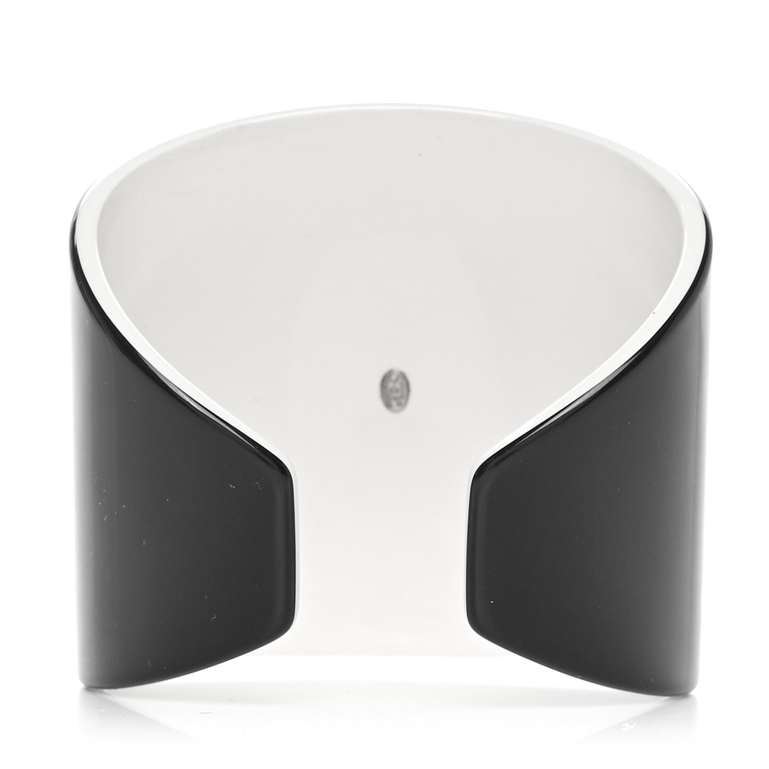 Chanel Resin CC Wide Cuff Black White 3 of 3