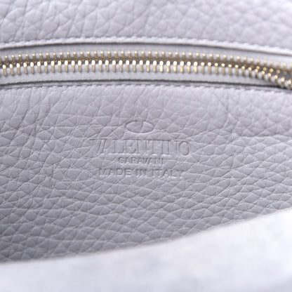 Valentino Garavani Pebbled Calfskin Small Rockstud Flip-Lock Messenger Bag Pastel Grey 6 of 9