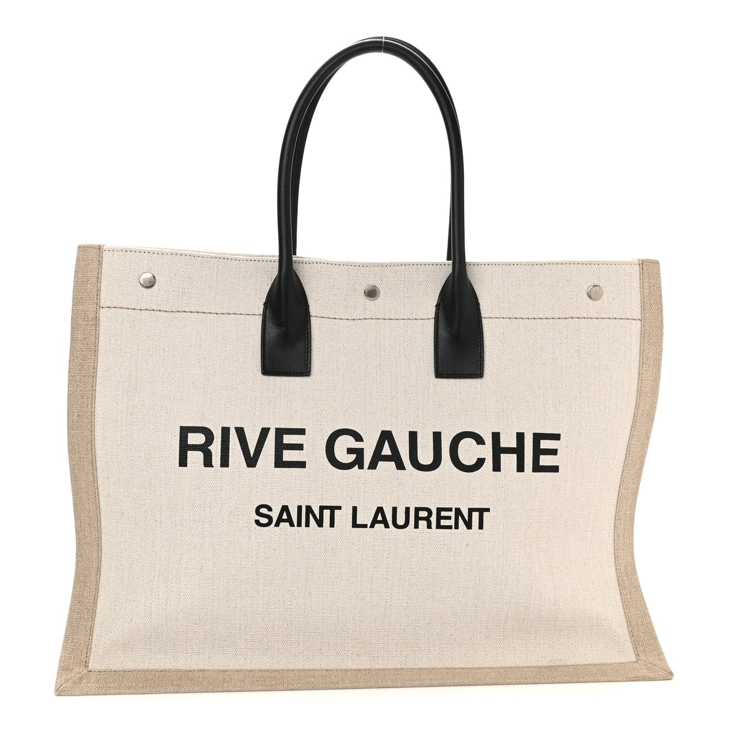 Saint Laurent Linen Calfskin Rive Gauche Tote Optic White 1 of 8