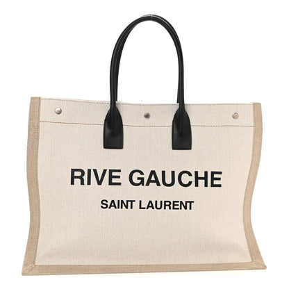 Saint Laurent Linen Calfskin Rive Gauche Tote Optic White 1 of 8
