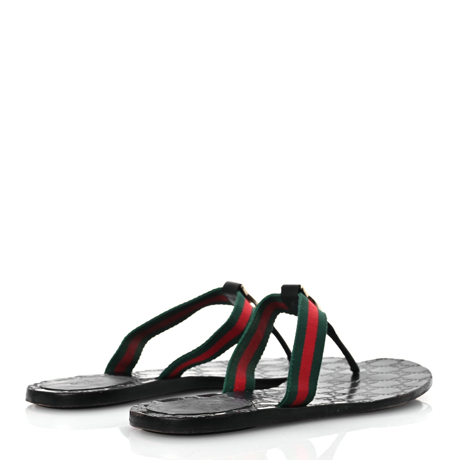 Gucci Nylon Guccissima Web Womens Thong Sandals 40.5 Green Red Black 5 of 13