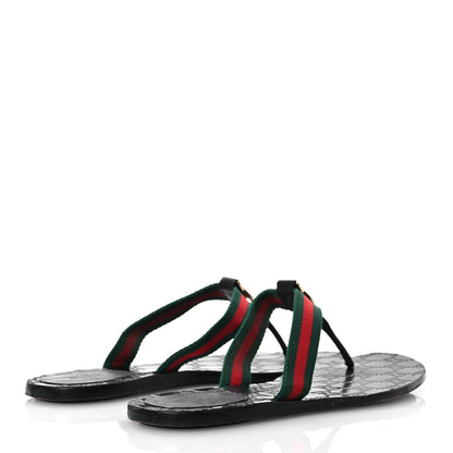 Gucci Nylon Guccissima Web Womens Thong Sandals 40.5 Green Red Black 5 of 13