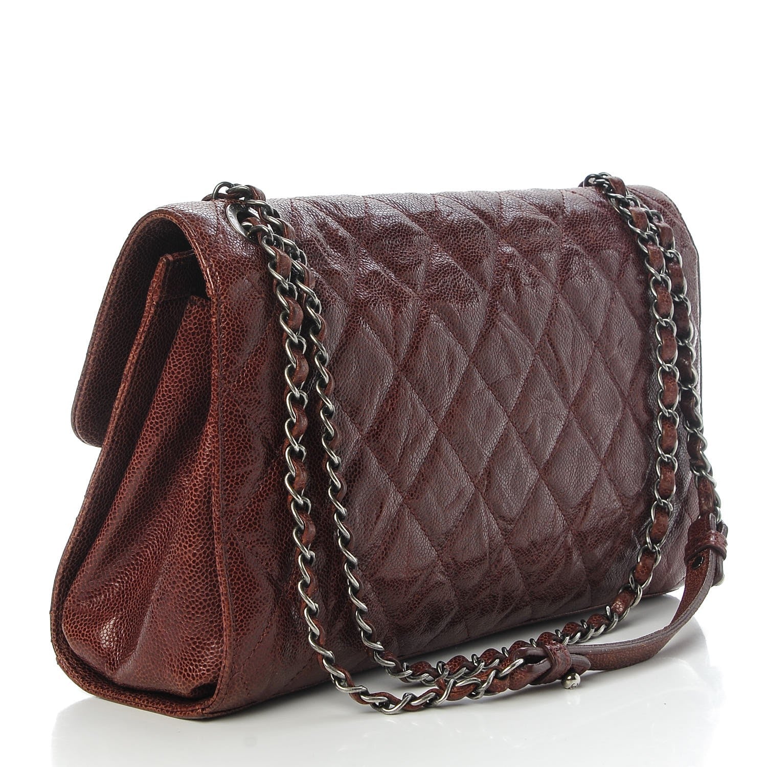 Chanel Crumpled Grained Calfskin Jumbo CC Crave Flap Burgundy 3 of 7