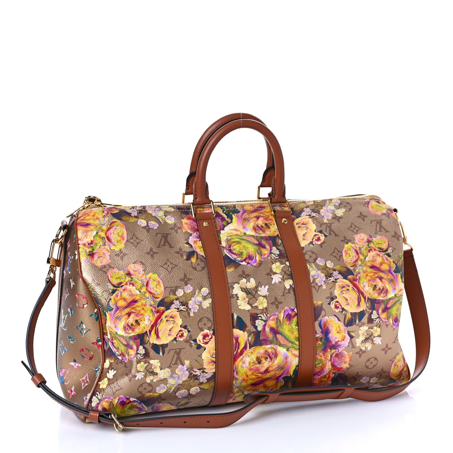 Louis Vuitton Metallic Monogram LV Garden Keepall Bandouliere 45 Gold 3 of 8