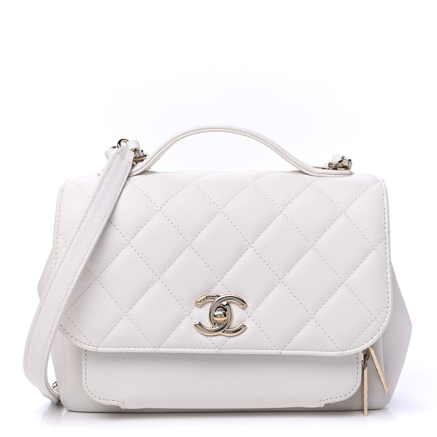 Caviar Quilted Medium Business Affinity Flap White