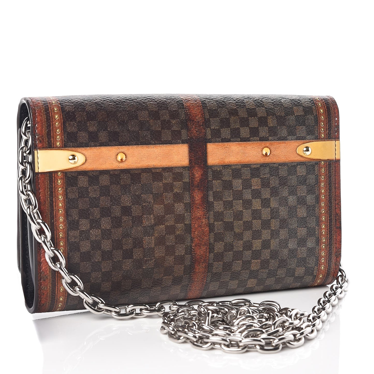 Transformed Damier Ebene Time Trunk Twist Chain Wallet