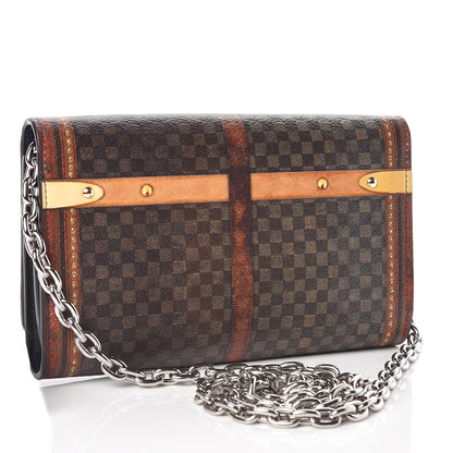 Louis Vuitton Transformed Damier Ebene Time Trunk Twist Chain Wallet 3 of 9