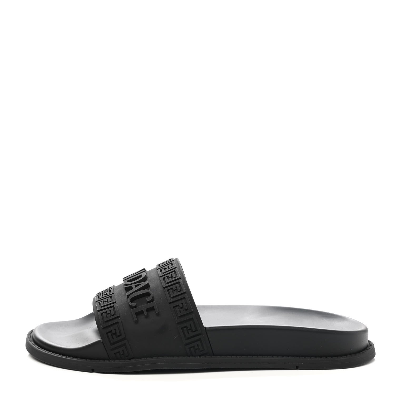 Fendi X VERSACE Rubber Logo Slide Sandals 40 Black 1 of 11