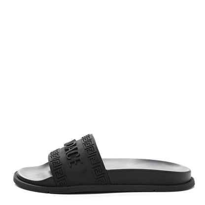 Fendi X VERSACE Rubber Logo Slide Sandals 40 Black 1 of 11