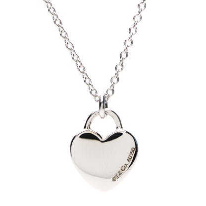 Tiffany 18K White Gold Diamond Heart Lock Pendant Necklace 6 of 6