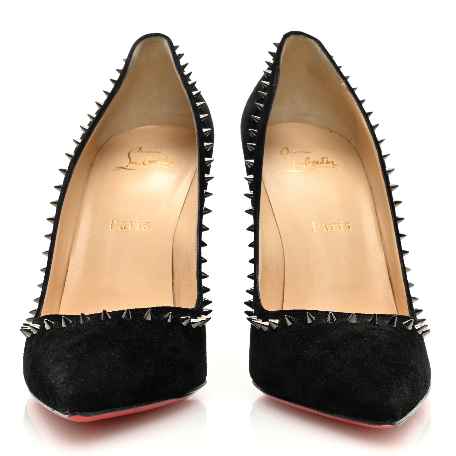 Christian Louboutin Suede Studded Anjalina 85 Pumps 40.5 Black 3 of 8