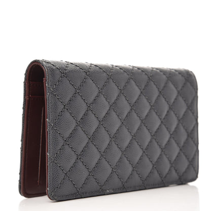 Chanel Caviar Quilted Stitched Yen Wallet Grey 4 of 10