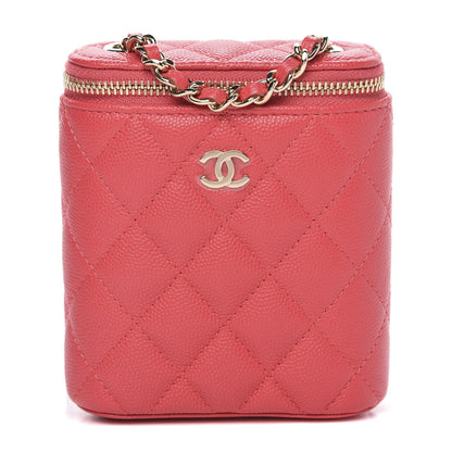 Chanel Caviar Quilted Small Vertical Coco Beauty Vanity Case With Chain Dark Pink 1 of 9