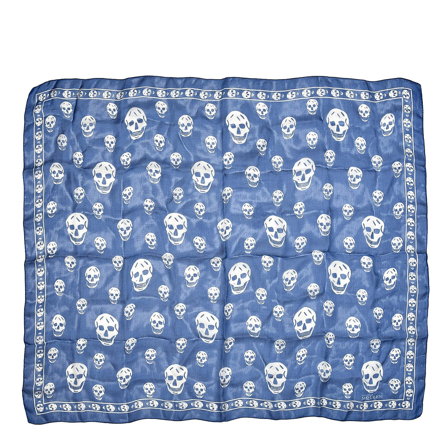 Silk Chiffon Skull Scarf Blue