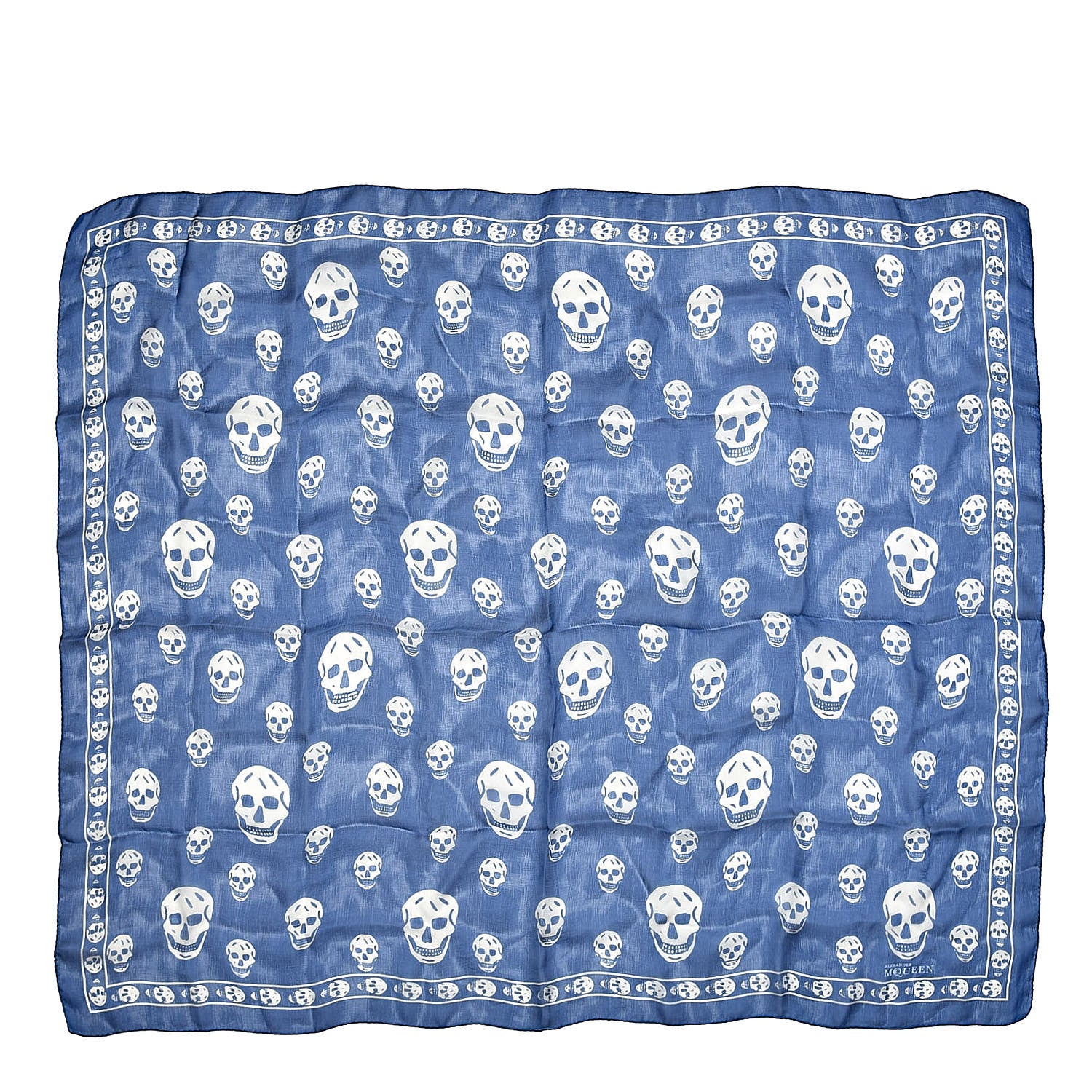 Alexander McQueen Silk Chiffon Skull Scarf Blue 1 of 3