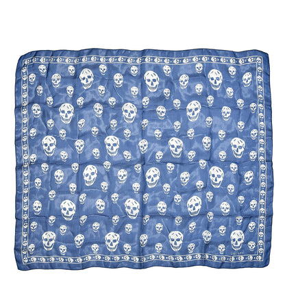 Alexander McQueen Silk Chiffon Skull Scarf Blue 1 of 3