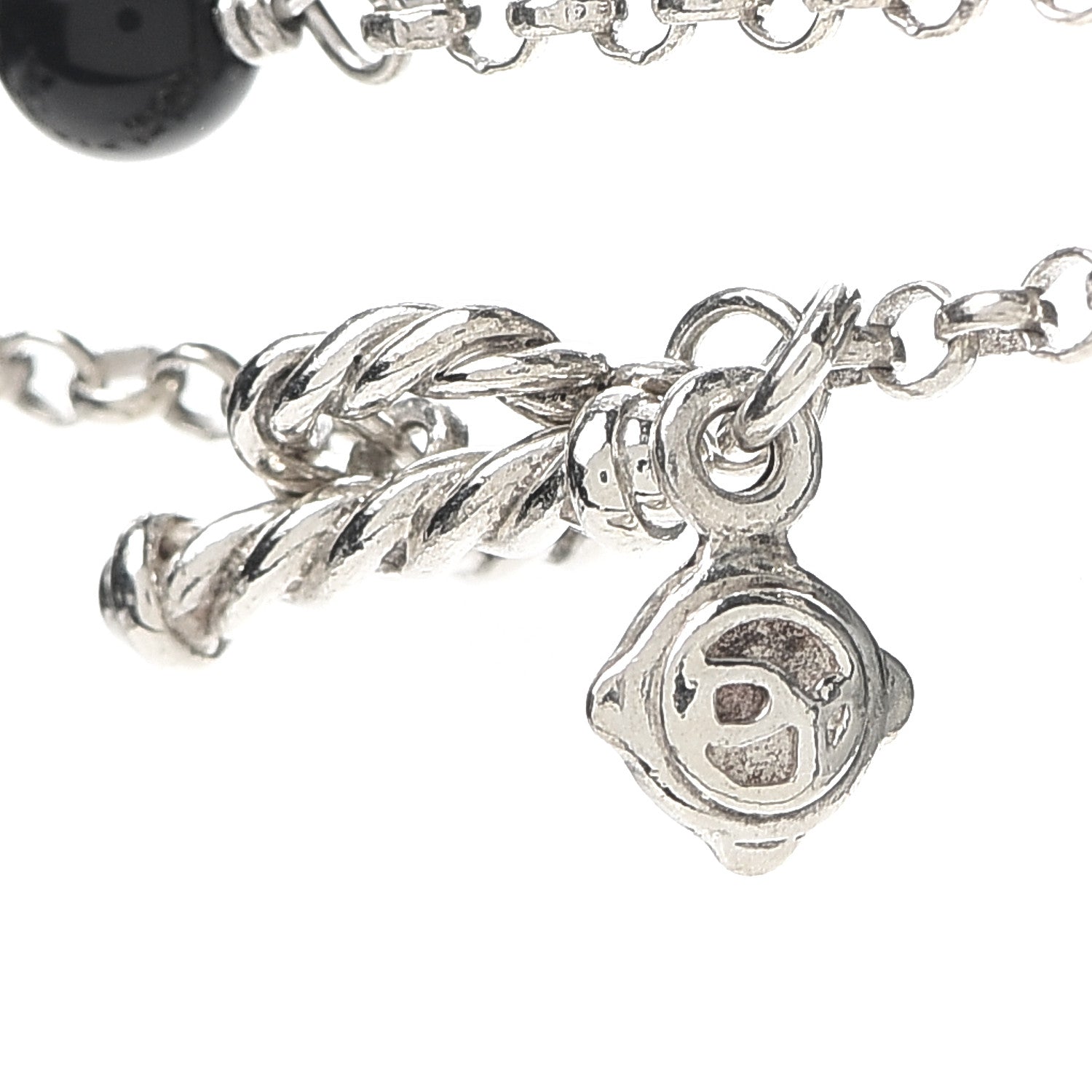 David Yurman Sterling Silver Black Onyx Station Chain Necklace 4 of 5