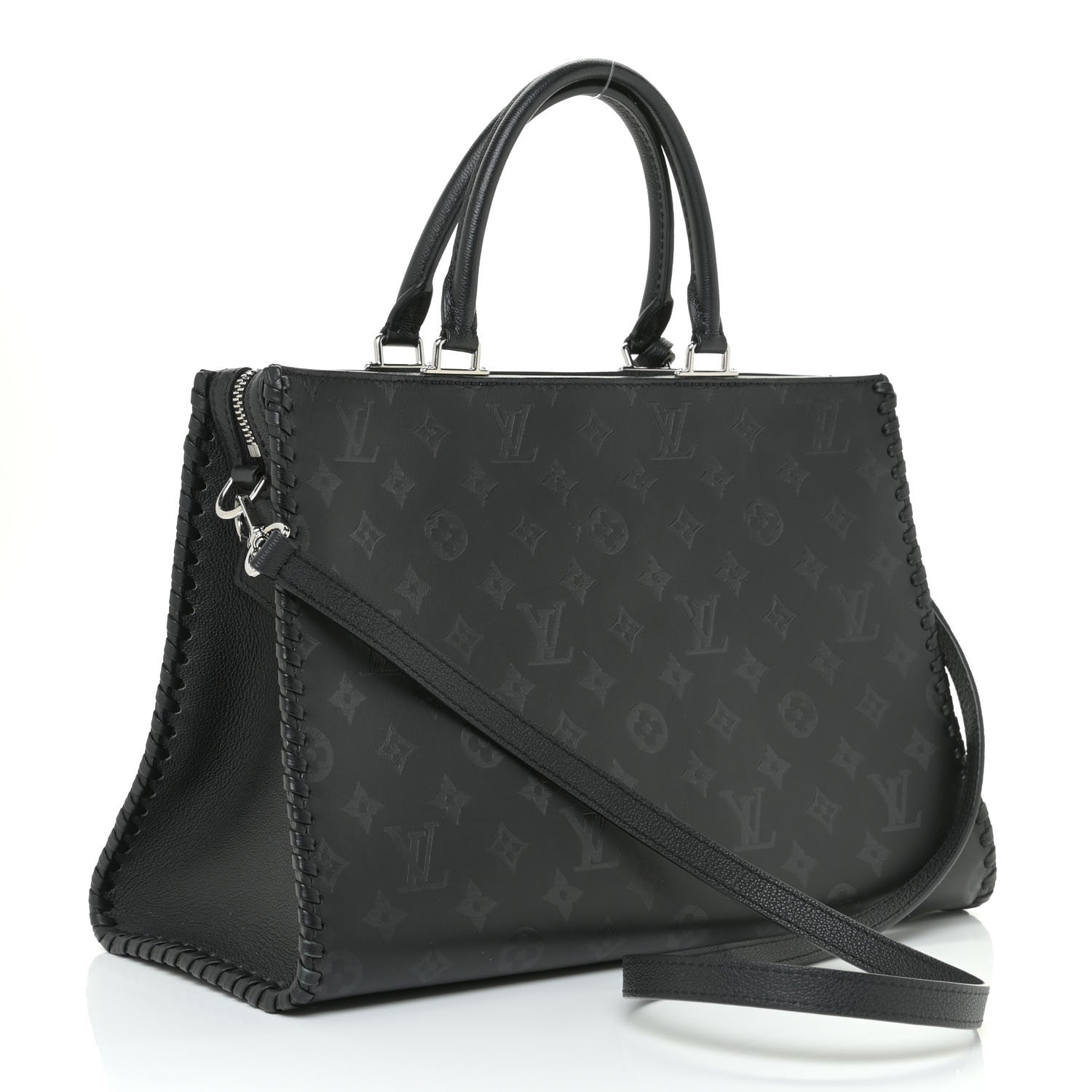 Louis Vuitton Monogram Cuir Plume Very Zipped Tote Black 3 of 12