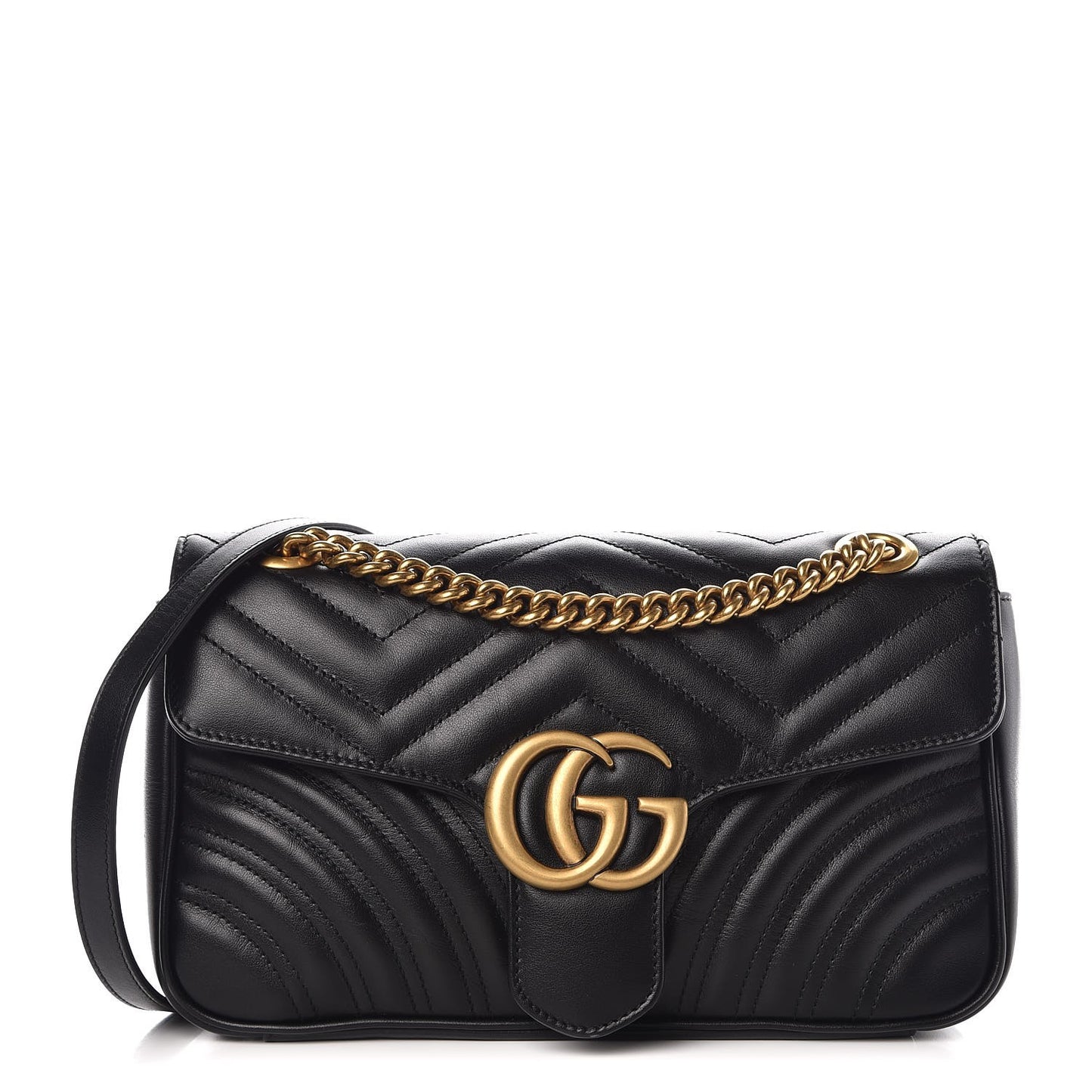 Calfskin Matelasse Small GG Marmont Shoulder Bag Black